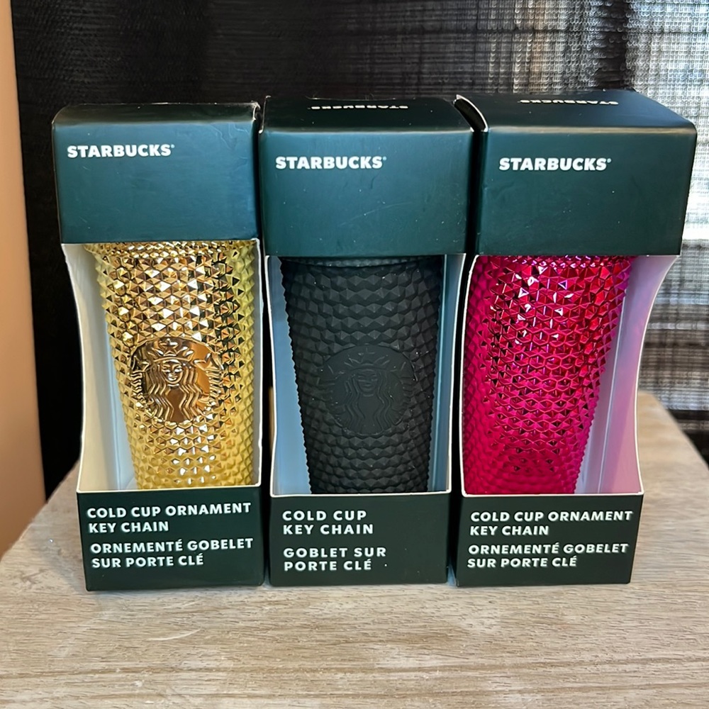 Starbucks set of 3 Cold Cup ornament keychains